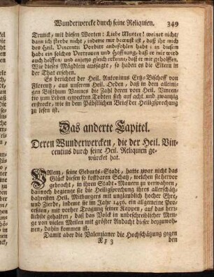 Das anderte Capitel. Deren Wunderwercken, die der Heil. Vincentius durch seine Heil. Reliquien gewürcket hat.