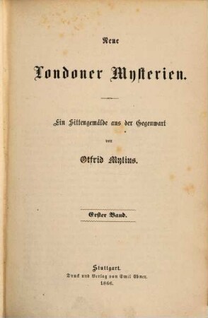 Neue Londoner Mysterien : ein Sittengemälde aus der Gegenwart, 1