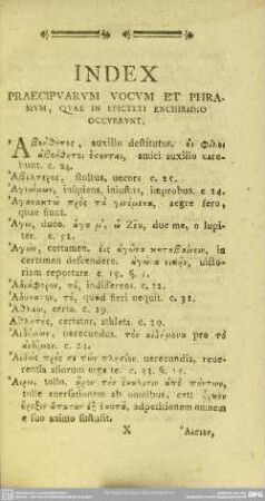 Index Praecipuarum Vocum Et Phrasium, Quae In Epicteti Enchiridio Occurrunt