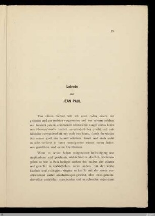 Lobrede auf Jean Paul / [Stefan George]