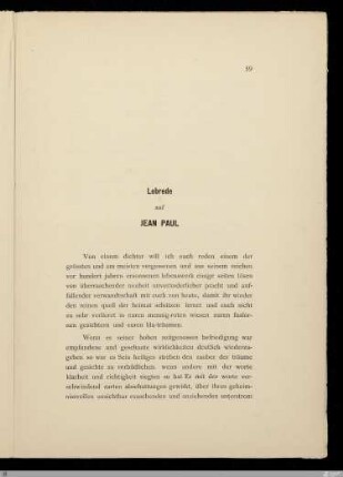 Lobrede auf Jean Paul / [Stefan George]
