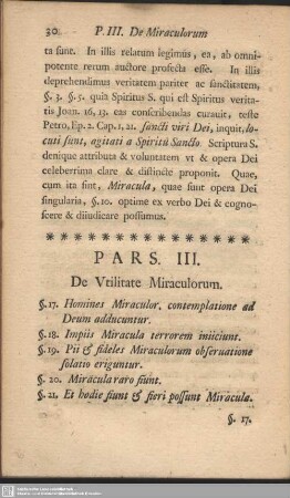 Pars III. De Utilitate Miraculorum