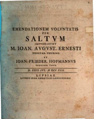 Emendationem Volvntatis Per Saltvm