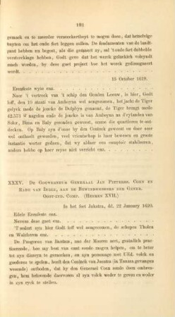 XXXV. De gouverneur generaal Jan Pietersz. Coen en Rade van Indie, aan de bewindhebbers der gener. Oost-Ind. Comp. (Heeren XVII.)