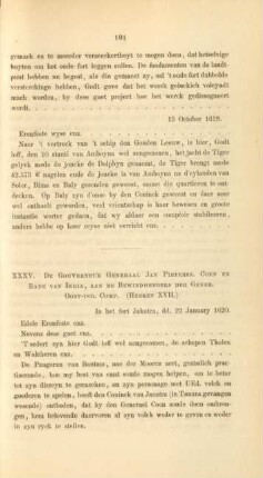 XXXV. De gouverneur generaal Jan Pietersz. Coen en Rade van Indie, aan de bewindhebbers der gener. Oost-Ind. Comp. (Heeren XVII.)