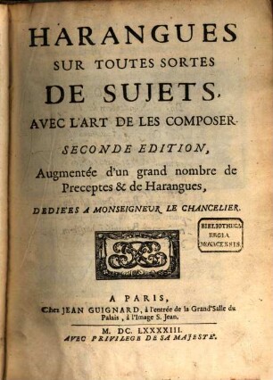 Harangues sur toutes sortes de sujets