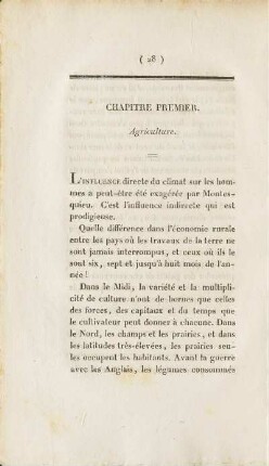 Chapitre Premier. Agriculture