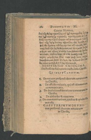 Disputatio Undecima. De Persona Salvatoris nostri Jesu Christi Quinque Capitum.