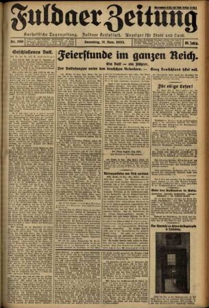 Ausgabe vom Samstag, den 11. November 1933.