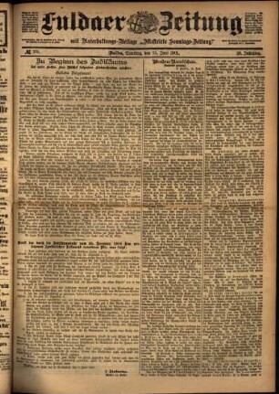 Erste Ausgabe vom Samstag, den 15. Juni 1901.