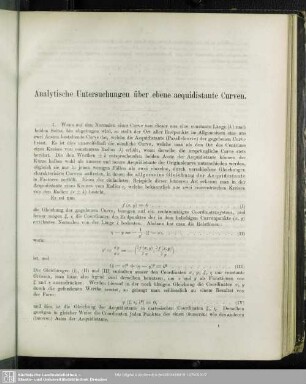 Analytische Untersuchungen über äquidistante Curven