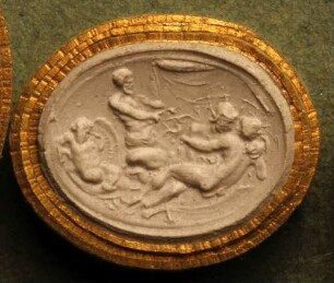 Vulcanus fängt das Liebespaar Venus und Mars in einem Netz (Daktyliothek, Erstes Mythologisches Tausend)