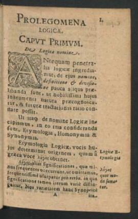Caput Primum. De Logicae nomine.