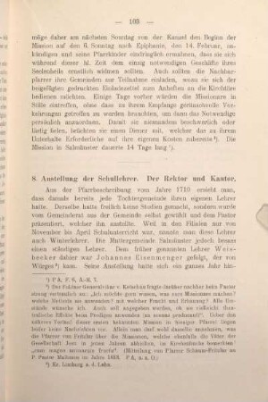 8. Anstellung der Schullehrer. Der Rektor und Kantor.