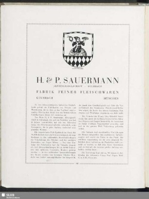 H. & P. Sauermann Aktiengesellschaft Kulmbach, Fabrik Feiner Fleischwaren