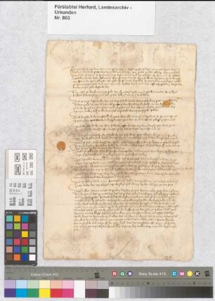 Konzept des Testamentes der Äbtissin Margarete von Herford geb. von Gleichen.