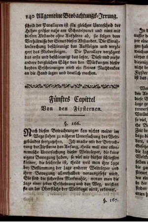 Fünftes Capittel Von den Fixsternen