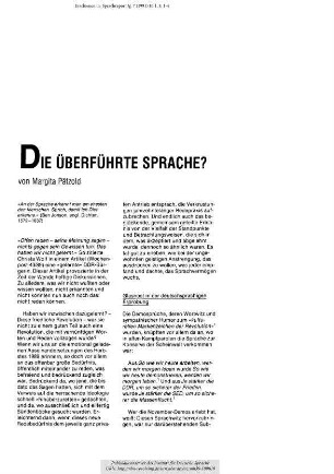 Die überführte Sprache?