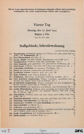 Vierter Tag: Montag, den 17. Juni 1935, Beginn 3 Uhr