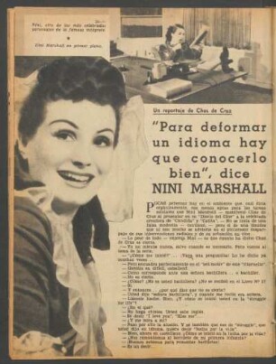 "Para deformar un idioma hay que conocerlo bien", dice Niní Marshall