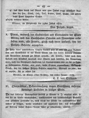 XI. Oberpräsdial-Bekanntmachung wegen Einrichtung mehrerer Rettungs-Anstalten in hiesiger Stadt.