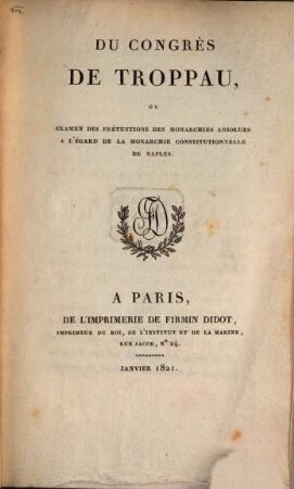 Du congrès de Troppau