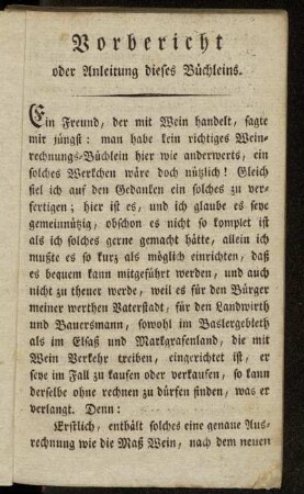 Vorbericht oder Anleitung dieses Büchleins.
