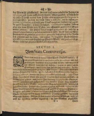 Sectio I. Vom Statu Controversiae