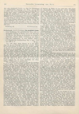 323-329 [Rezension] Kattenbusch, Ferdinand, Das apostolische Symbol