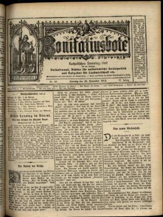 Erste Ausgabe vom Sonntag, den 30. November 1913.