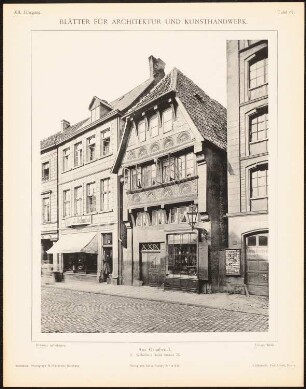 Wohnhaus Große Straße, Osnabrück: Ansicht (aus: Blätter für Architektur und Kunsthandwerk, 12. Jg., 1899, Tafel 67)