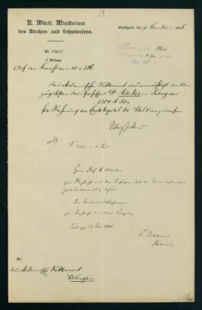 Übernahme der Umzugskosten (09.01.1905)