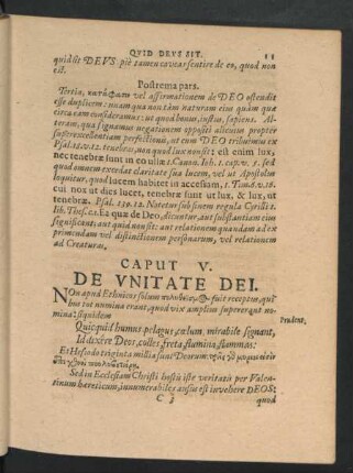 Caput V. De Unitate Dei.