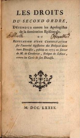 Les droits du Second Ordre