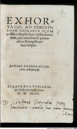 Exhortatio ad christianam scholarum instaurationem