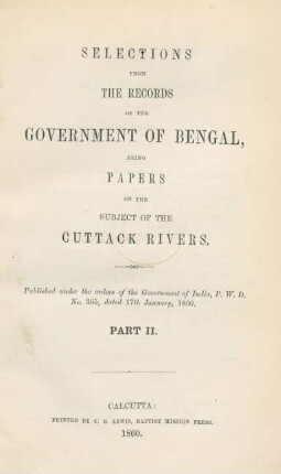 Pt. 2: Papers on the subject of the Cuttack rivers