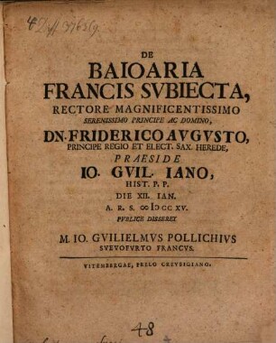 De Baioaria Francis Svbiecta