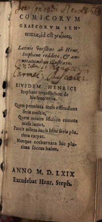 Comicorum Graecorum sententiae id est gnōmai