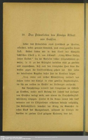 10. Das Privatleben des Königs Albert von Sachsen
