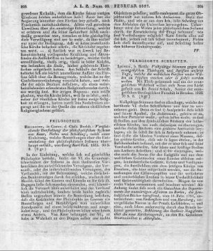 Fick, G. K.: Vergleichende Darstellung der philosophischen Systeme von Kant, Fichte und Schelling. Heilbronn: Class 1825