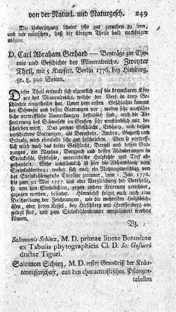 Beyträge zur Naturgeschichte, Mineralogie und Chymie. T.2.