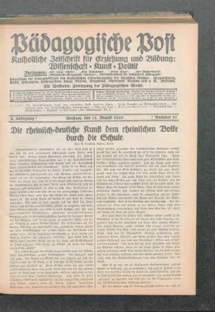 ¬Die¬ rheinisch-deutsche Kunst dem rheinischen Volke durch die Schule