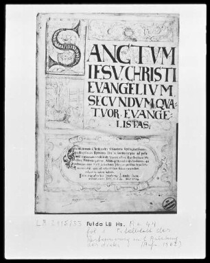 Evangeliar — Titelblatt der Restaurierung, Folio 1recto