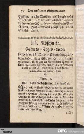 III. Abschnitt. Geburts-Tages-Lieder.