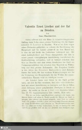 Valentin Ernst Löscher und der Rat zu Dresden