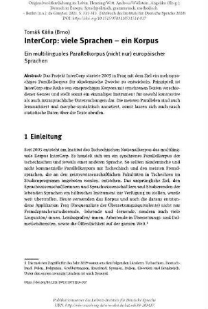 InterCorp: viele Sprachen – ein Korpus. Ein multilinguales Parallelkorpus (nicht nur) europäischer Sprachen