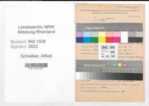 Entnazifizierung Alfred Schreiber , geb. 30.01.1892 (Angestellter)