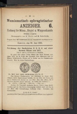6. 30. Juni 1881