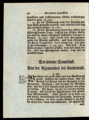 Das siebente Hauptstück. Von der Algemeinheit des Gnadenrufs