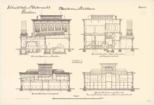Schlachthof und Viehmarkt, Breslau Maschinen- und Kühlhaus: Querschnitte 1:100